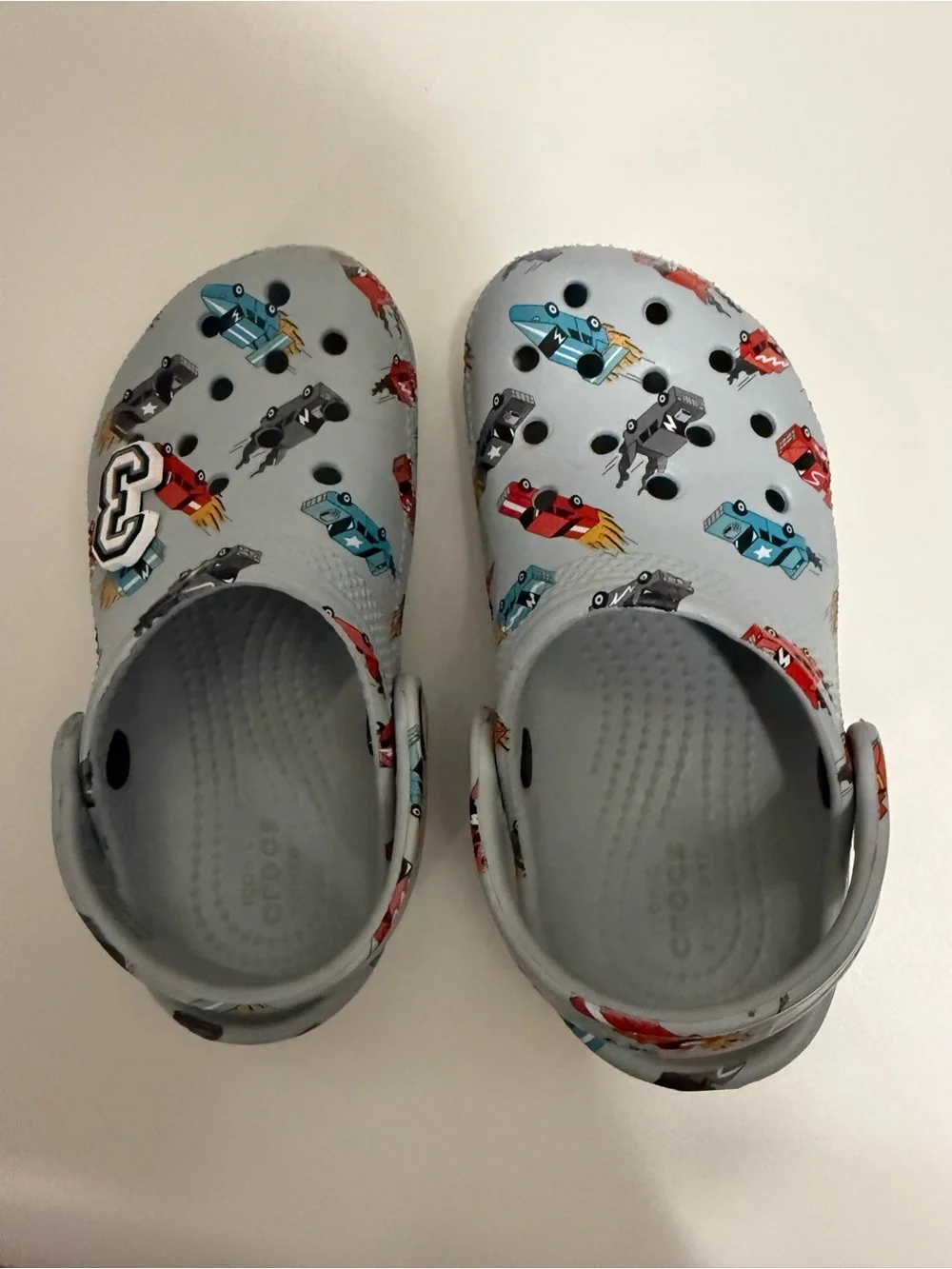 CROCS Kids Light Gray Racing Car Sandals